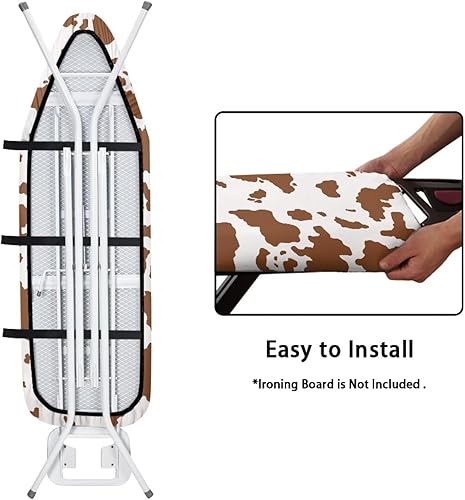 Miniatura 5 de Funda y almohadilla de tabla de planchar con estampado de vaca, cubierta de tabla de hierro elástica universal y almohadilla para el hogar,