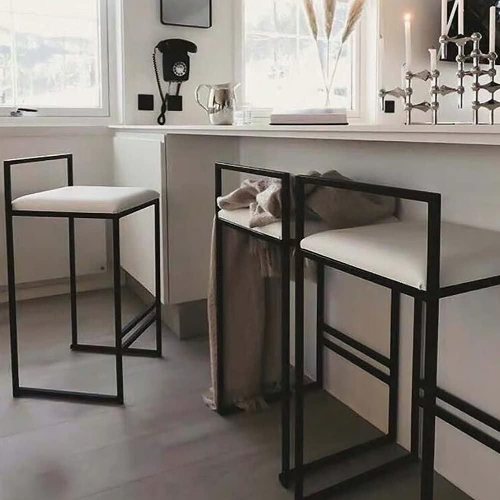 Metalen Barkruk,Modern Ontbijt Eetkrukken Set van 2,Barstoel Met Rugleuning en Voetensteun,Zithoogte 65 Cm,voor Eetkamer, Keuken, Aanrecht, Bar