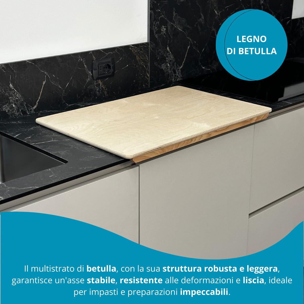 TOMAINO - Spianatoia per Impastare in Legno di Betulla - Asse per la Pasta, Pizza e Dolci (90x50)