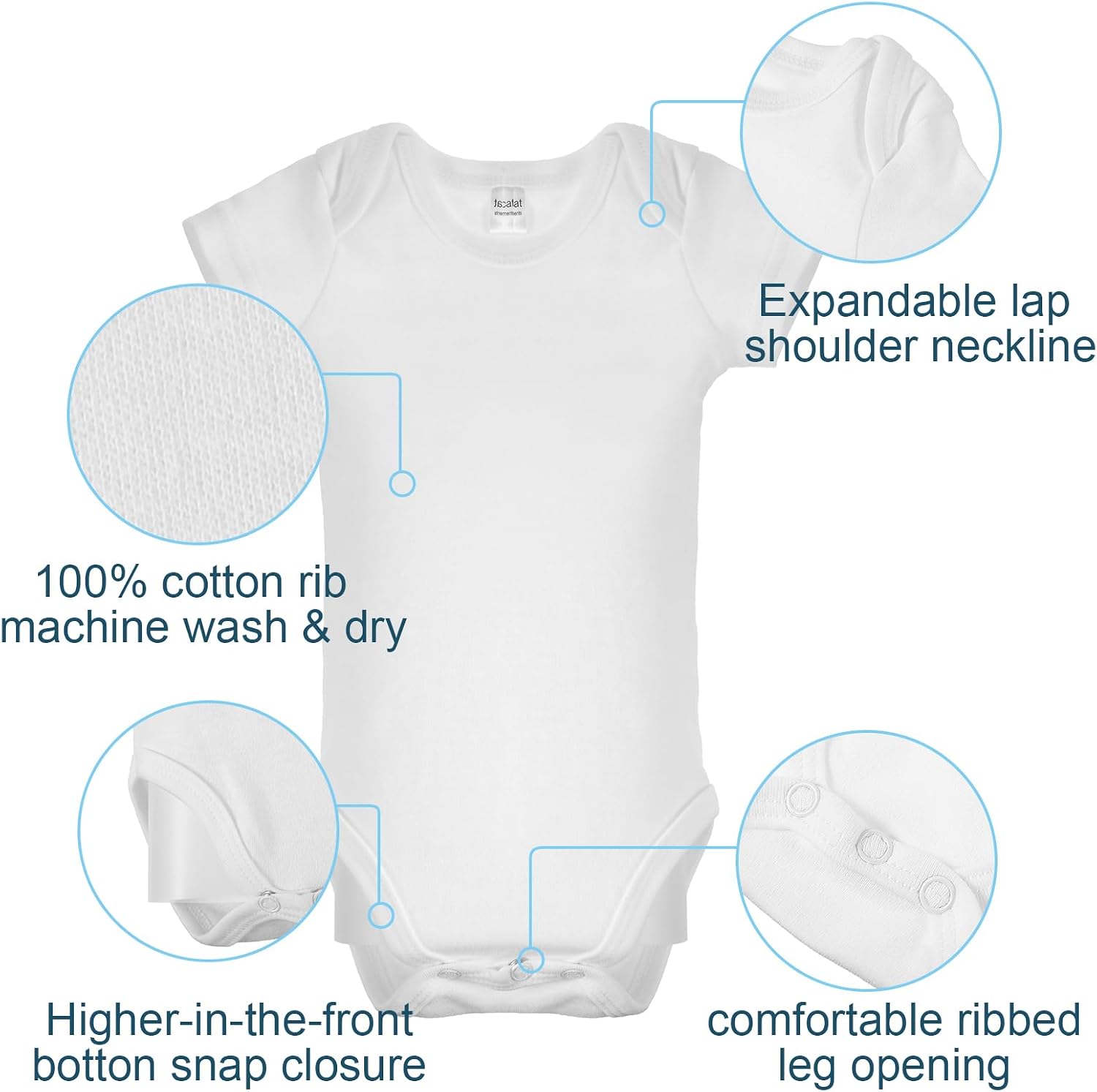 12 Pcs Unisex Cotton White Baby Bibs and Baby Short Sleeve Bodysuits Drool Set DIY Blank Newborn Clothes for Girl Boy Shower, 0-3 Months