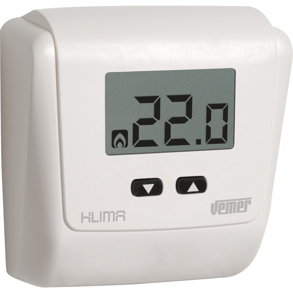 VEMER VE729000 Digital Wall Heating Thermostat, Battery Powered, White
