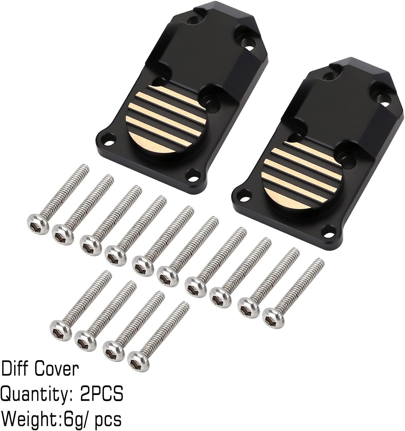 INJORA Cache différentiel, fusée de Direction et kit d'extension Hexagonal en Laiton pour Axial SCX24 AXI90081 Upgrades Parts 1/24 RC Crawler Voiture Accessories,Noir