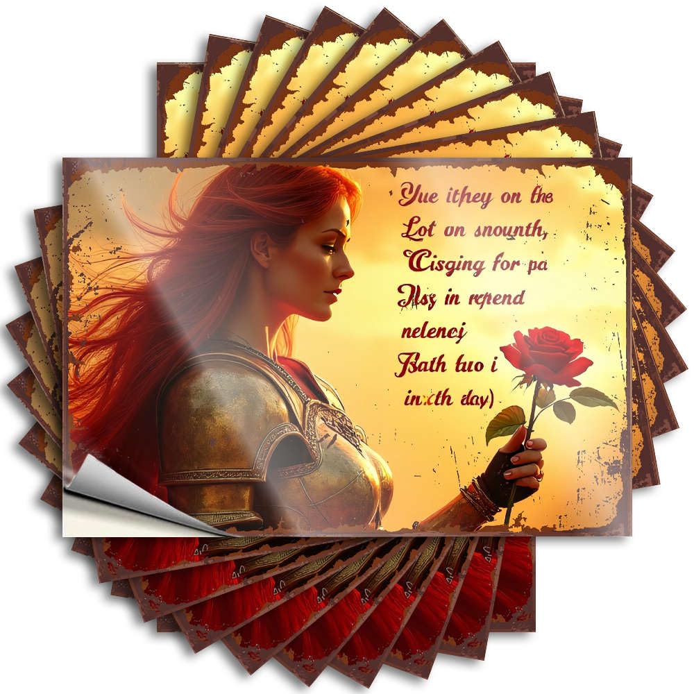 Entry Way Decoration Hat Decal | A Knight in Armor Holds A Red Rose. Coffee for Travel Decor(12X18CM)
