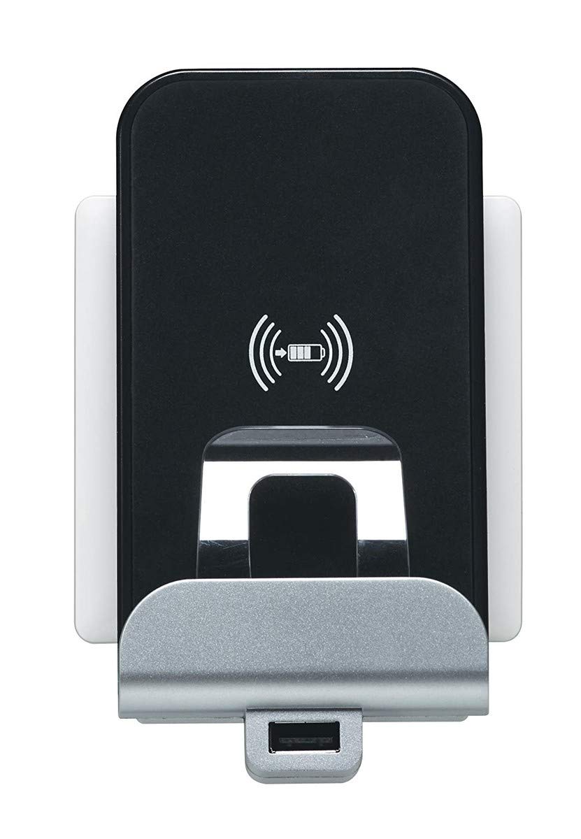 Legrand, Qi-Wireless Charger + stacja ładująca USB, indukcyjna ładowarka do instalacji puszki instalacyjnej np. iPhone8, iPhone 8 Plus, Samsung Galaxy S8 i wszystkich smartfonów kompatybilnych ze standardem Qi , H4285CW2