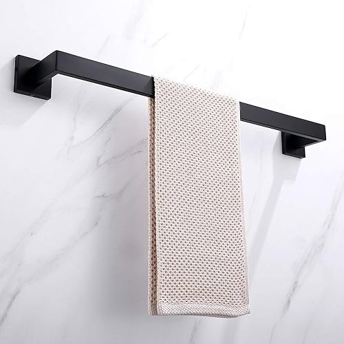 Miniatura 10 de TASTOS Toallero individual negro de 23.6 pulgadas, barra de toalla de baño de acero inoxidable SUS 304 resistente, toallero de cocina, soporte de