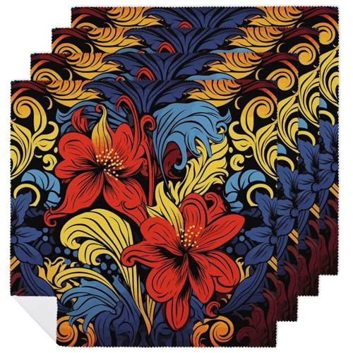 Servilletas de Tela Estilo Rojo y Amarillo Pack de 6 miniatura 1