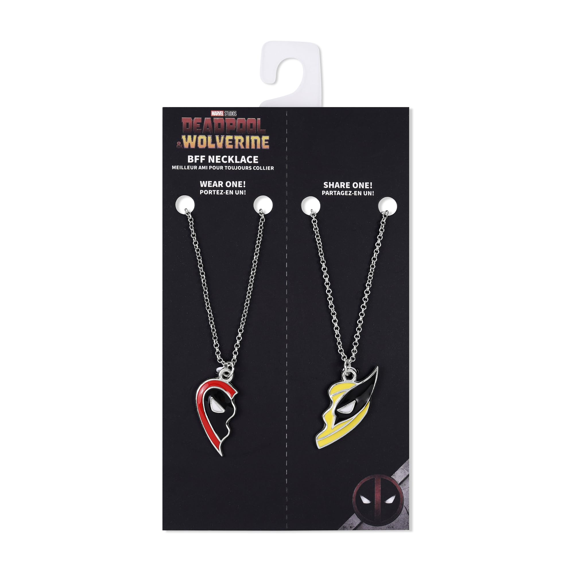 Disney Deadpool & Wolverine - Juego de collar con colgante de corazón dividido para mejor amigo para niños, talla única, Disfraz/rodio de imitación, No es una piedra preciosa