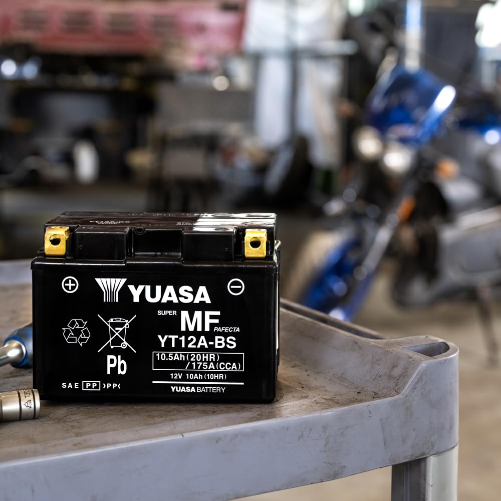 Yuasa YT12A 12V 175 CCA Batería Moto VRLA Sin Mantenimiento | Alto Rendimiento, Fiable y Duradera, Tecnología VRLA, Uso Larga Vida