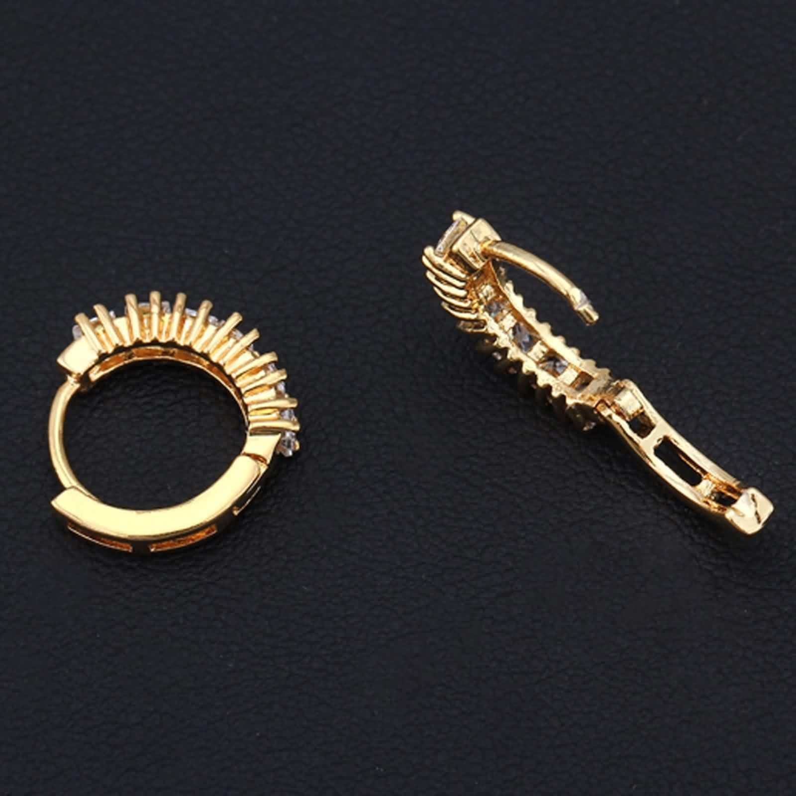 Ohrringe 9K / 14K / 18K Gelbgold für Damen, Quadrat mit Moissanit, Frauen Hoops Ohrringe Gold