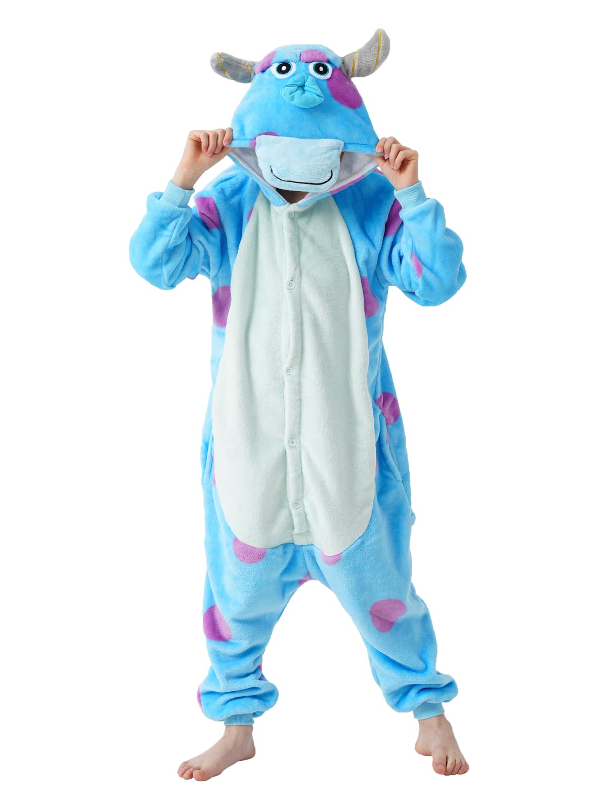 Photo 1 of SCOPUCI Unisex Children's Flannel Animal Pajamas - Sky Blue