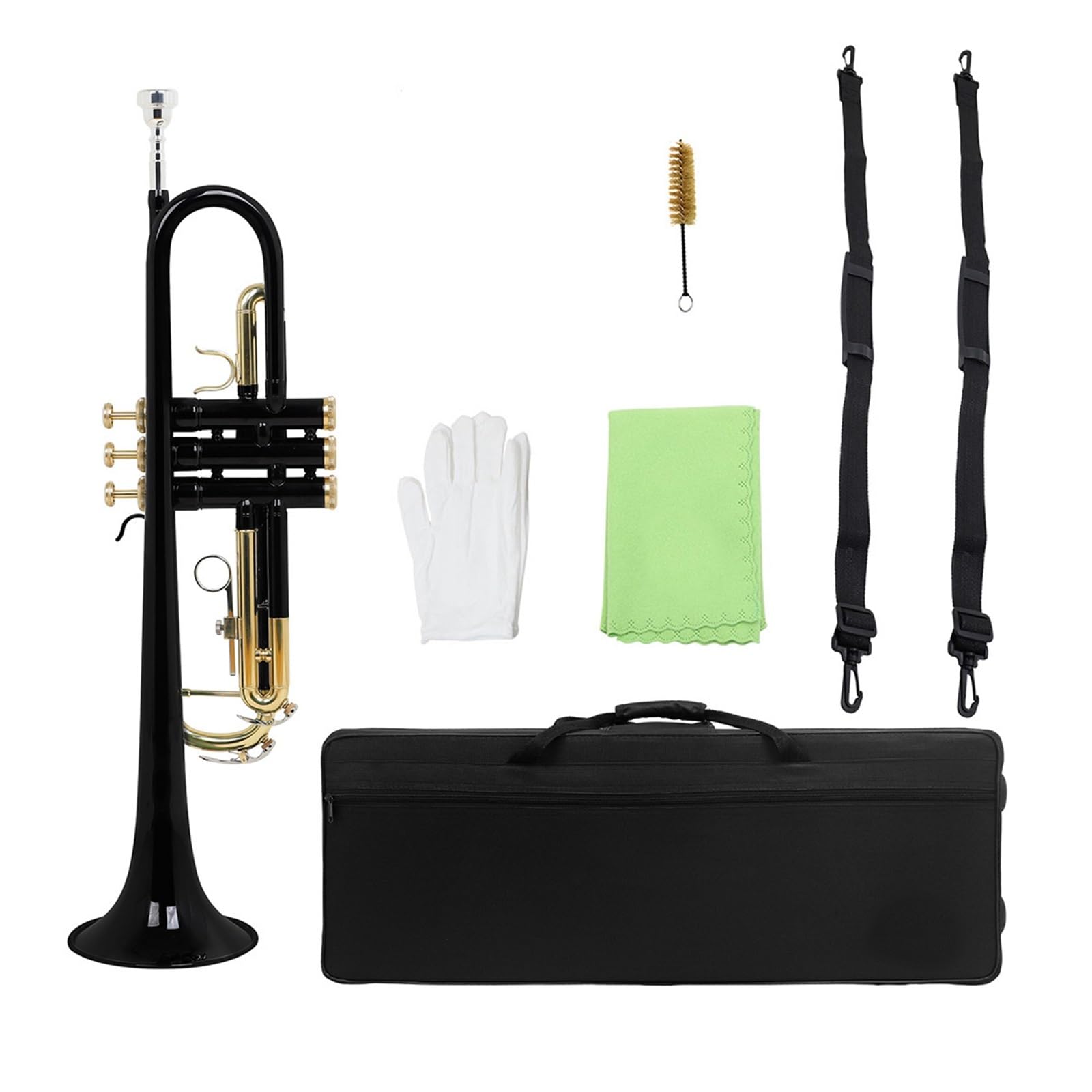 Instrumento De Trompeta Estándar Trompeta Si Bemol Profesional Principiante Adulto Tocando Instrumento De Viento Metal(Black)