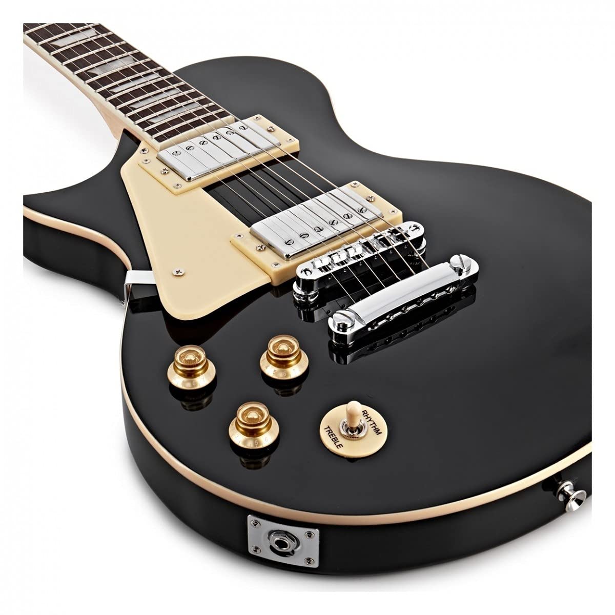Pacchetto Chitarra Elettrica Mancini Principianti, Ampli 15W | Design Mancino con Ampli 15W e Accessori, Due Humbucker Chiusi Cromati, Top in Acero Fiammato, Manico