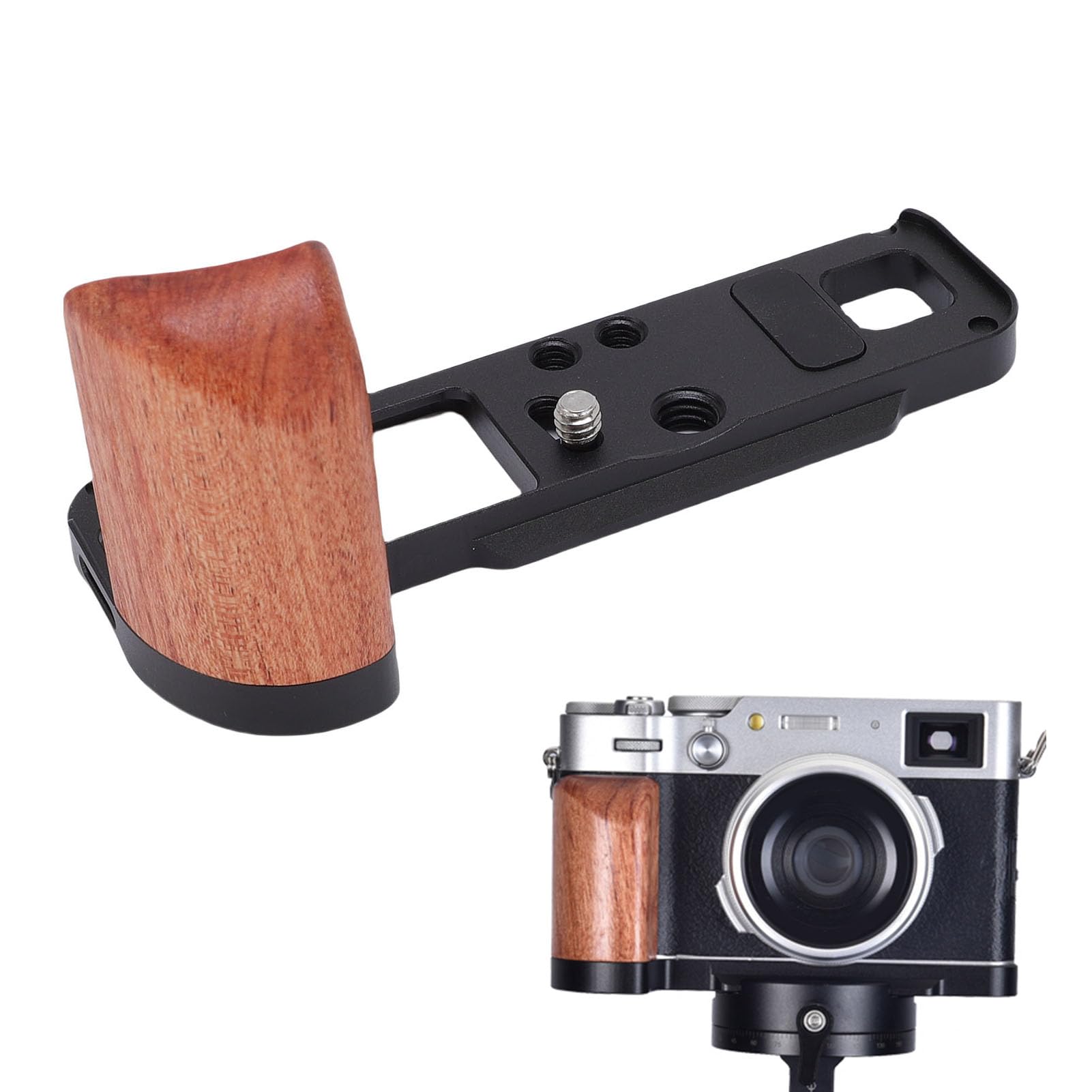Fabater Empuñadura de Madera en Forma de L para Cámara Fuji X100VI, Ergonómico para una Experiencia Fotográfica Mejorada, Aleación de Aluminio Resistente con Acabado de Nogal