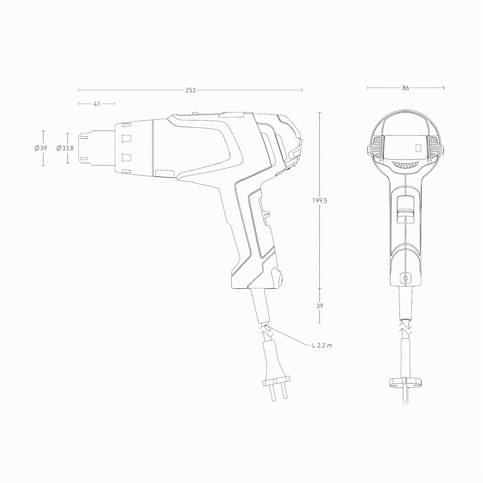 Steinel Pistolet à air chaud HL 1920 E, 2000 W, décapeur thermiqu filaire 80°- 600°C, 150 - 500 l/min