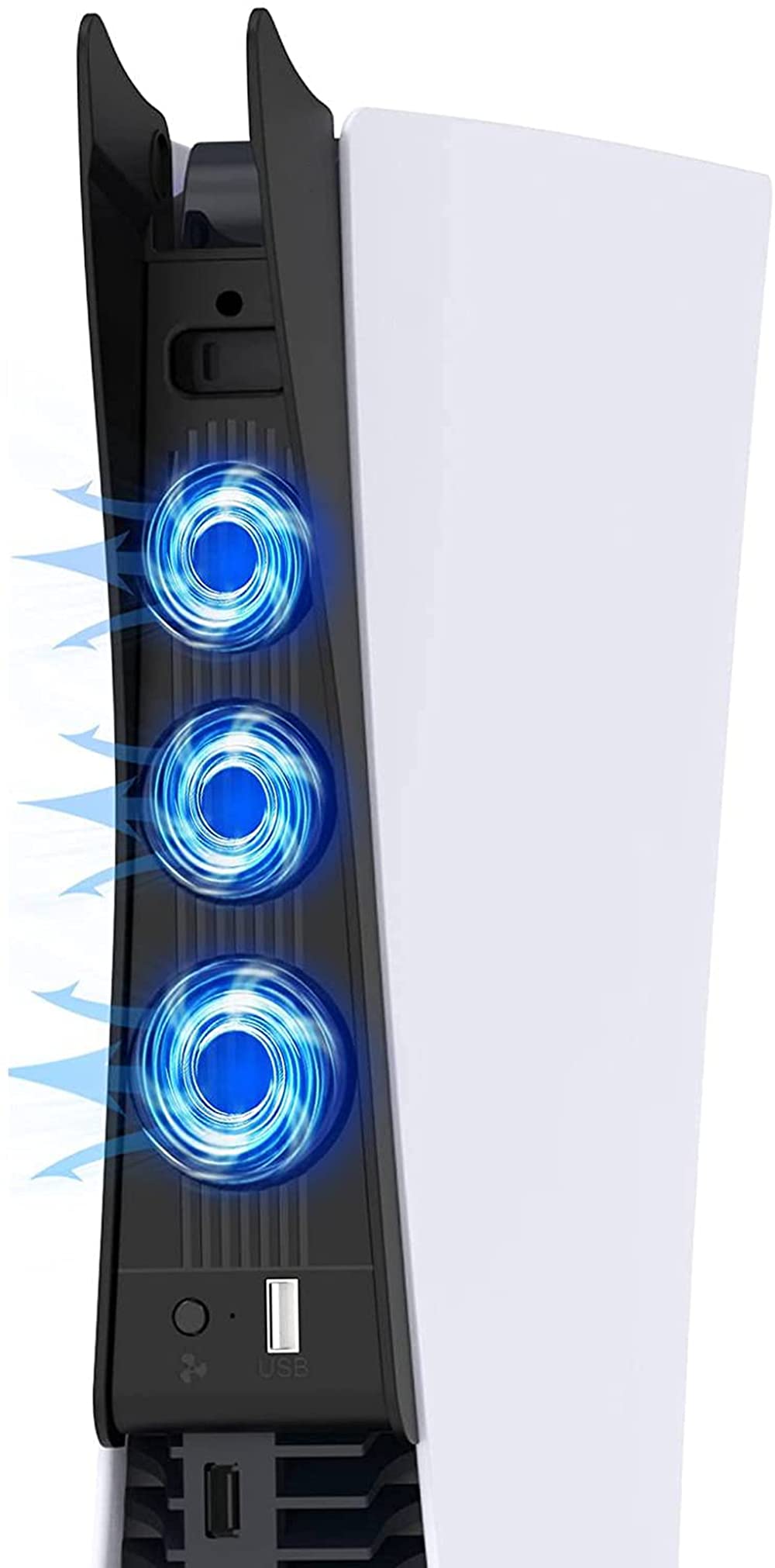 KASTWAVE for PS5 Cooling Fan,for PS5 Cooler with Headset Holder 2-in-1 Set, for PS5 Fans Accessories with 3 Quiet Cooler Fans, Extra USB Port, for Playstation 5 Disc and Digital Edition