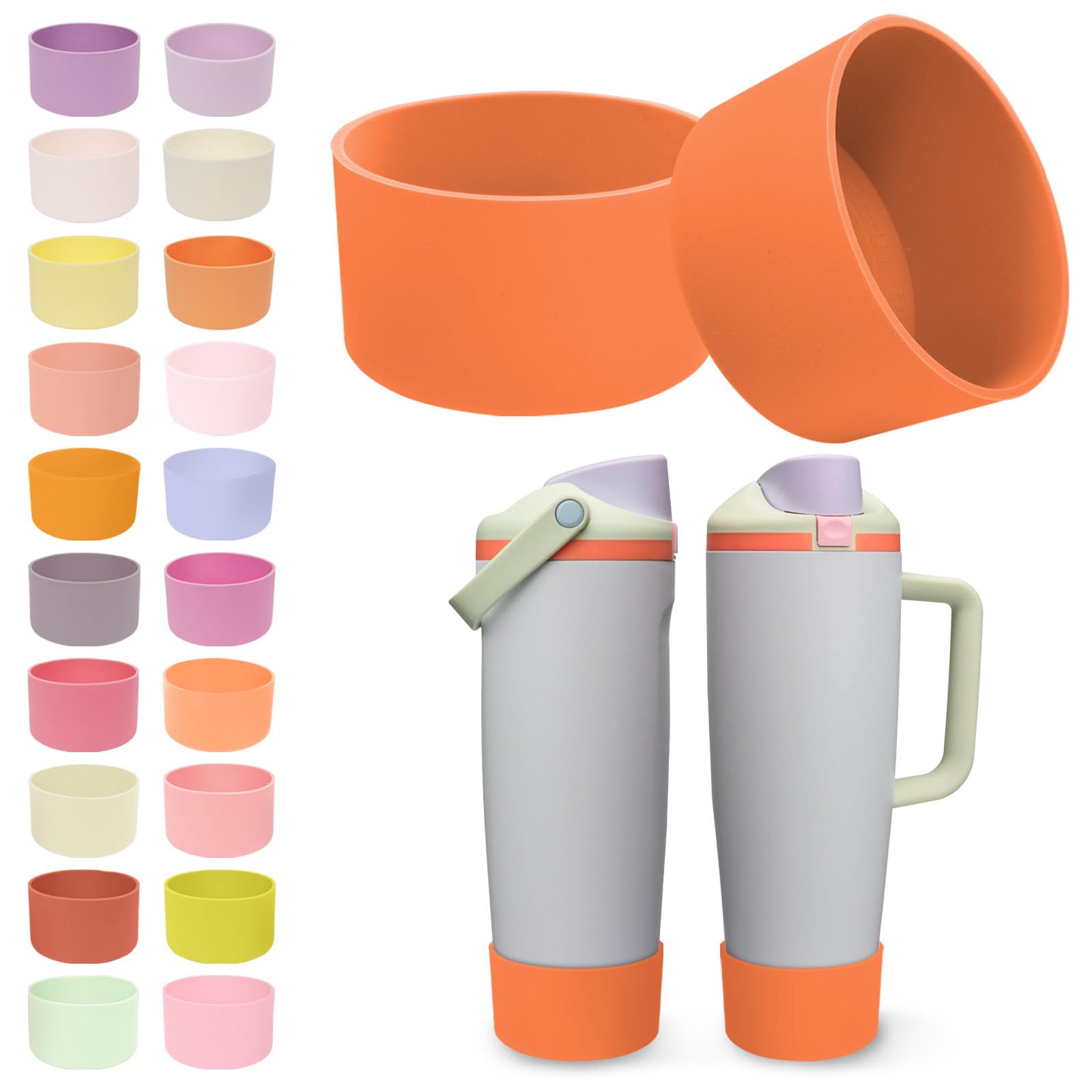 Kaitiaki 2PCS Silicone Boots for Owala 30oz & 40oz FreeSip Sway Bottles & Tumblers – Non-Slip, Scratch-Resistant, Stability Enhancer for Owala Accessories (Beach House Orange)