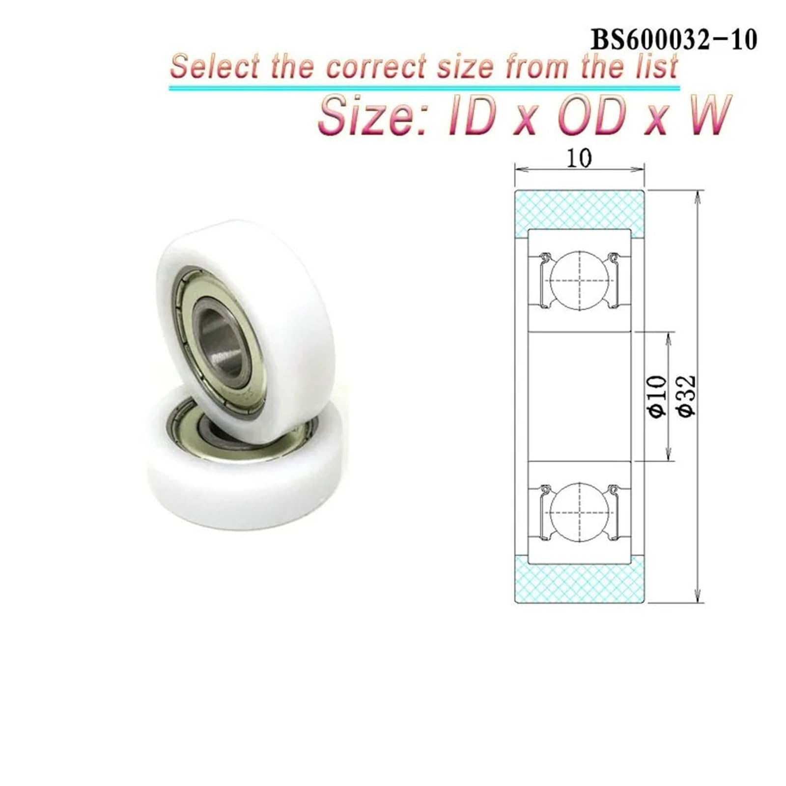 Rouleaux à revêtement plastique 8x26x8mm, 4 pièces, roue de guidage plate en Nylon BS60826-8, roulement 608 intégré, diamètre extérieur 26mm, poulie tiroir(BS600032-10 10x32x10)