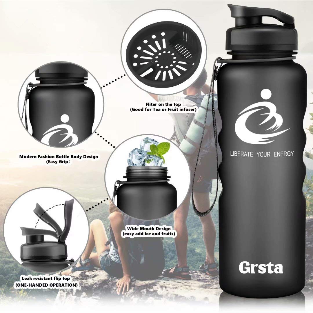 Grsta Sport Water Bottle 20oz600ml, Leak Proof, BPA Free & Eco