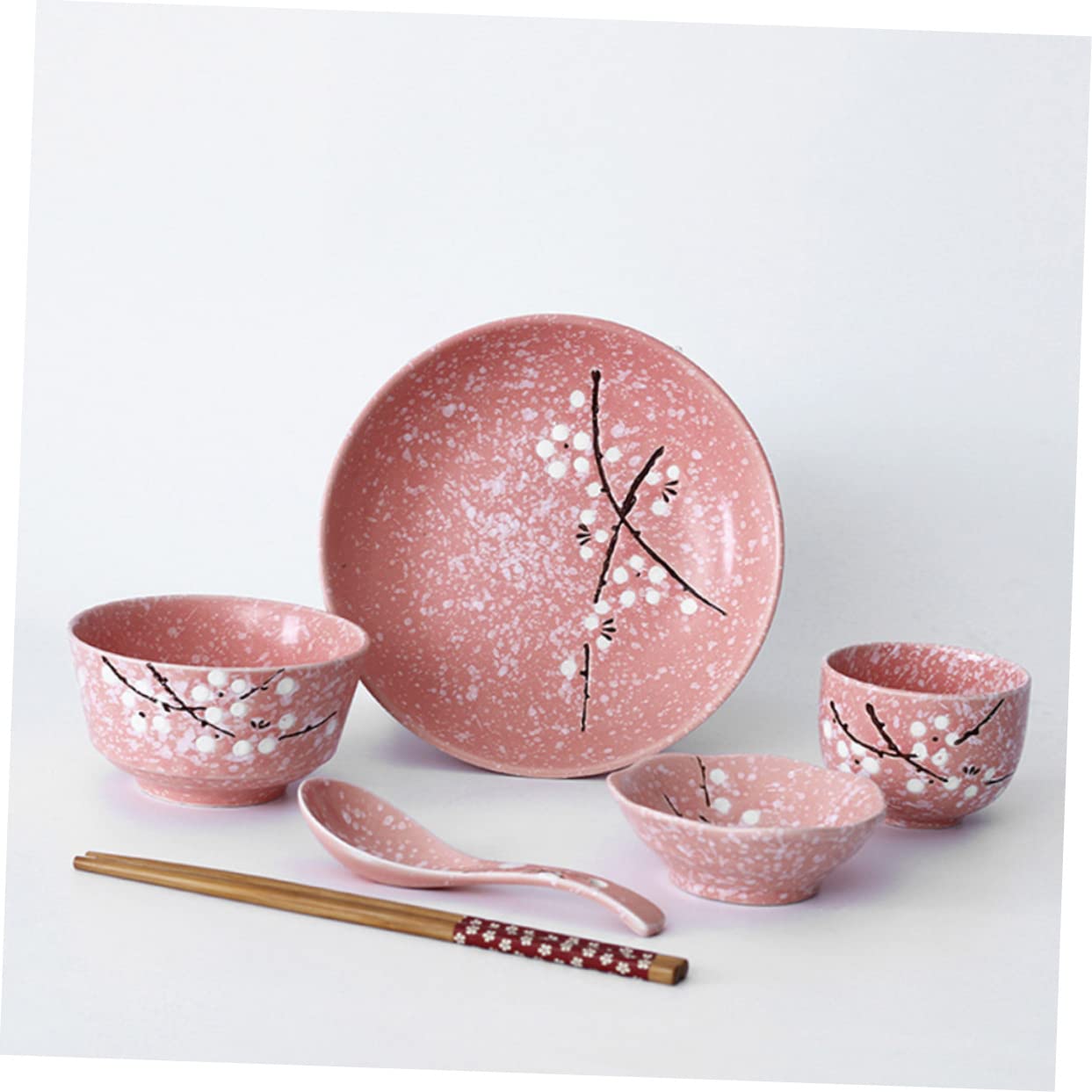 iplusmile Set di Posate in Colore Rosa Elegante e Delicato in Ceramica 12 Pezzi Stile Giapponese per Casa per Cena e Uso Quotidiano