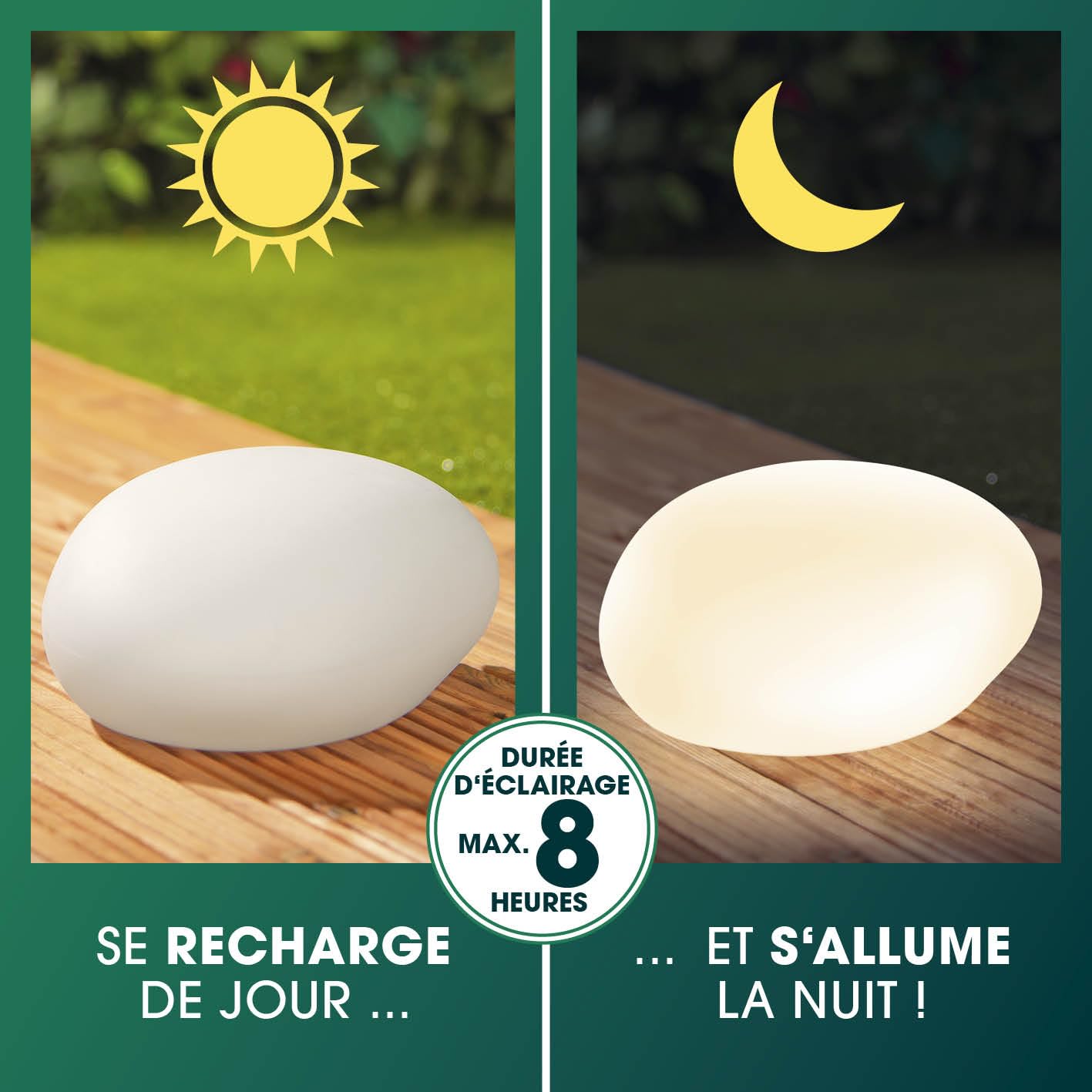 EASYmaxx Lot de 2 lampes solaires LED avec changement de couleur - Lampe de jardin décorative avec éclairage LED - Magnifiques effets de lumière avec capteur de lumière du jour - Pour l'intérieur et