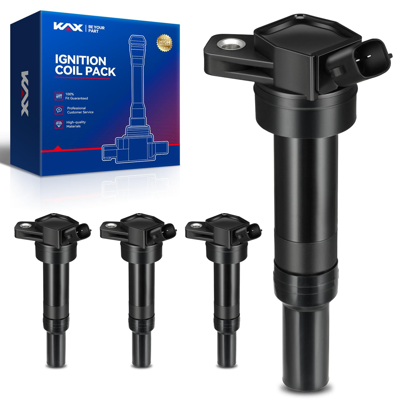 KAX 4-Pack Ignition Coil UF651 Fit for Elantra Tucson Elantra GT Soul Forte