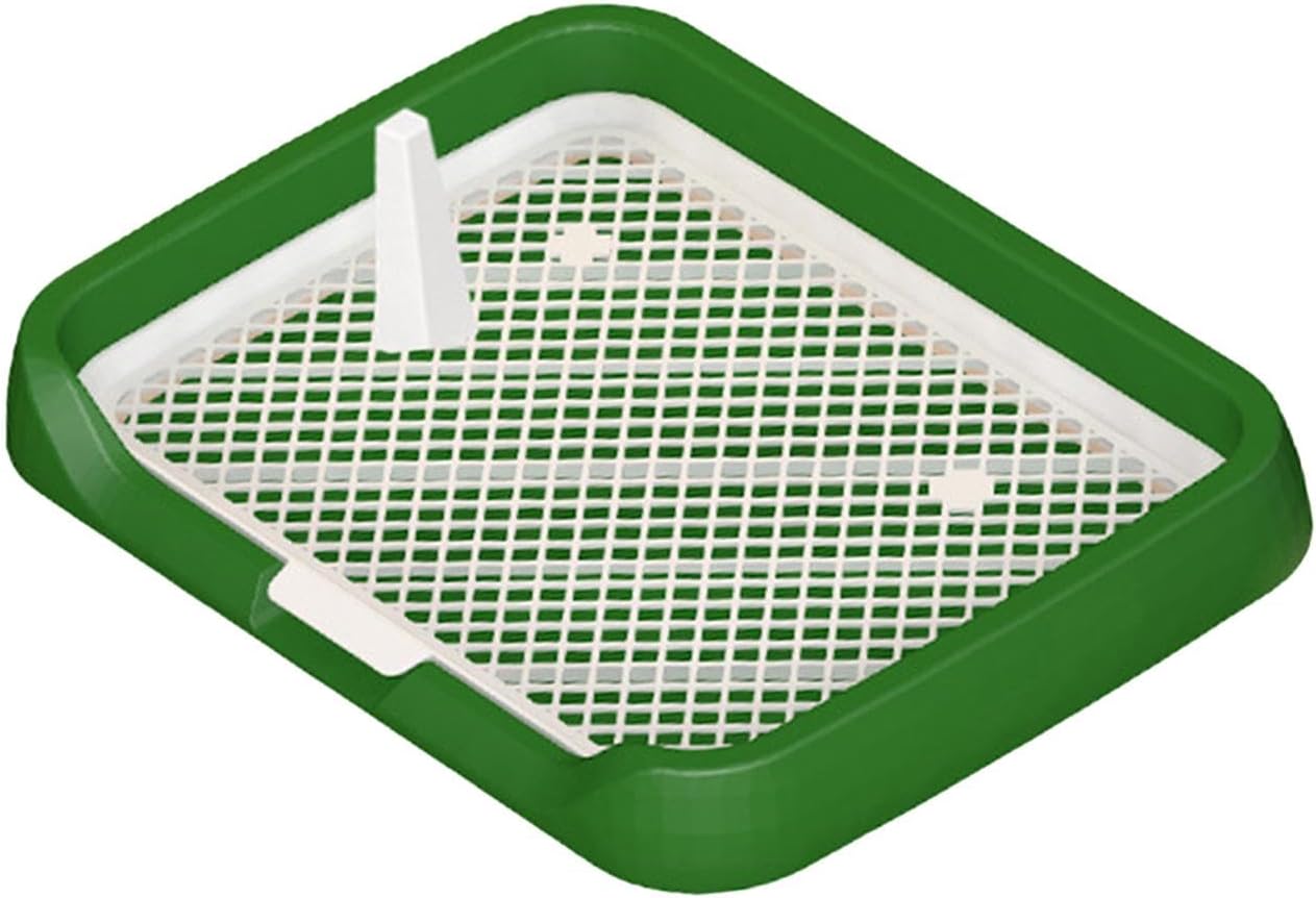 Cat Toilet Tray Indoor Dog Potty Pad Training Tray Mesh Grids Pet Training Toilet Reusable Pad Holder Comfortable Toilet with Protection Wall Suitable, Green