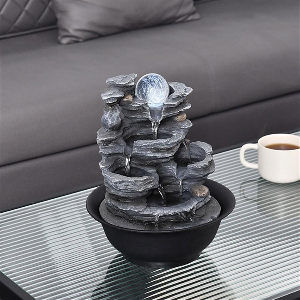 Fontana da Tavolo Piccola Fontana da Tavolo con Fontana a Forma di Roccia, Ornamenti for Acqua Corrente, Fontana a Sfera Feng Shui, Fontana con circolazione dell'Acqua Fontana Interna
