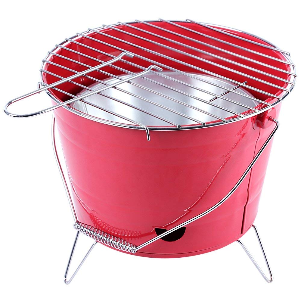 LOMESH Portable Barbecue Bucket Set Round Portable Charcoal Barbecue