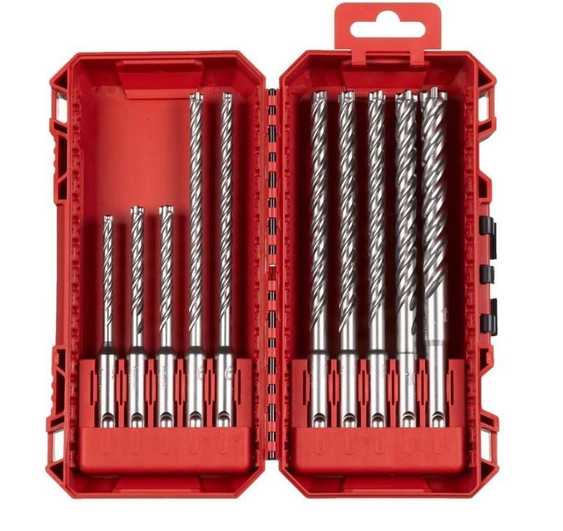 Milwaukee 4932500062 - Set di 10 punte per trapano SDS-Plus MX4 NG, taglio 4