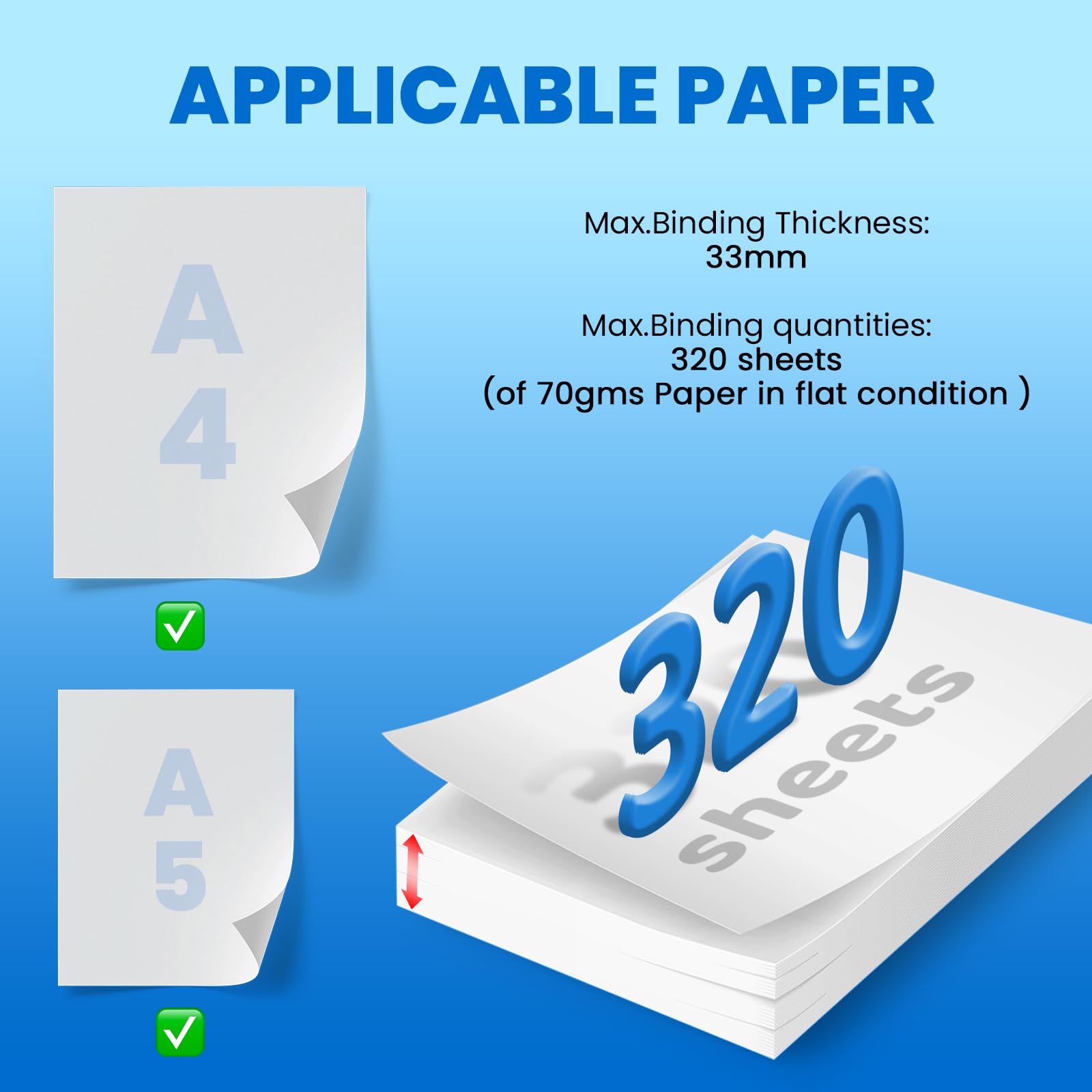 Mxmoonant TH-36 Thermobindemaschine, max. 200 feuilles, A5/A4, 5 couvertures thermocollantes