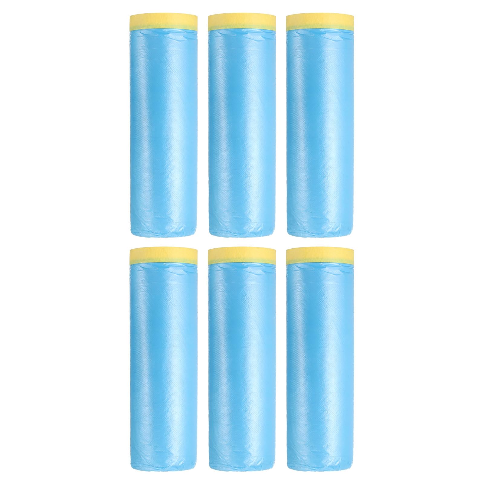 QUARKZMAN Pellicola Protettiva Pretapezzata, 1.5m x 20m Telo Di Plastica Per Pittura Con Nastro Adesivo A Media Adesione Per Protezione Durante Pittura E Verniciatura Pellicola Blu 6Pezzi