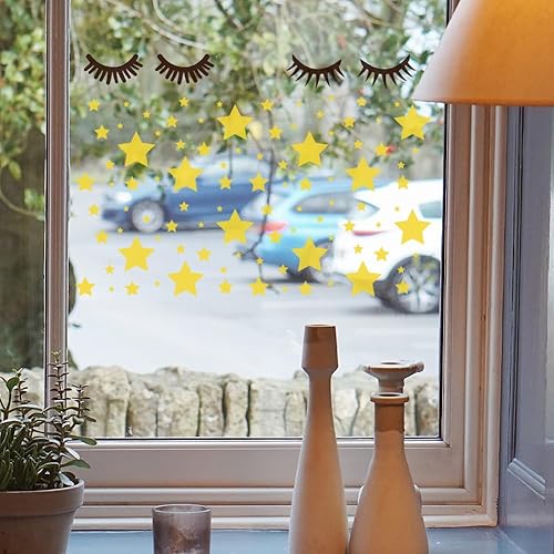 Miniatura 6 de FINGERINSPIRE Linda plantilla de pestañas de 11.8 x 11.8 pulgadas, plantilla de pintura de estrellas de plástico con ojos soñolientos, plantilla de