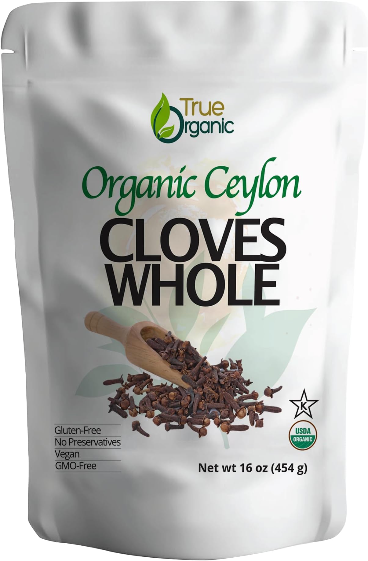 True Organic Ceylon Cloves Whole, 1 lb, Premium Grade, USDA Organic & Kosher Certified, Non-GMO, Fresh Organic Cloves Bulk, Ceylon Premium Quality (16 Ounces)