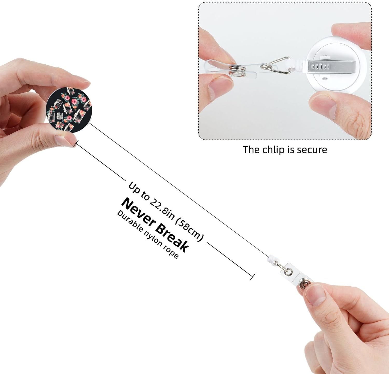 Flower Camera Badge Reels Retractable Badge Holder with Alligator Clip Cute Nurse Badge Reel Name Decor Badge Clip ID Card Holders for Office Worker Doctor Nurse image 3