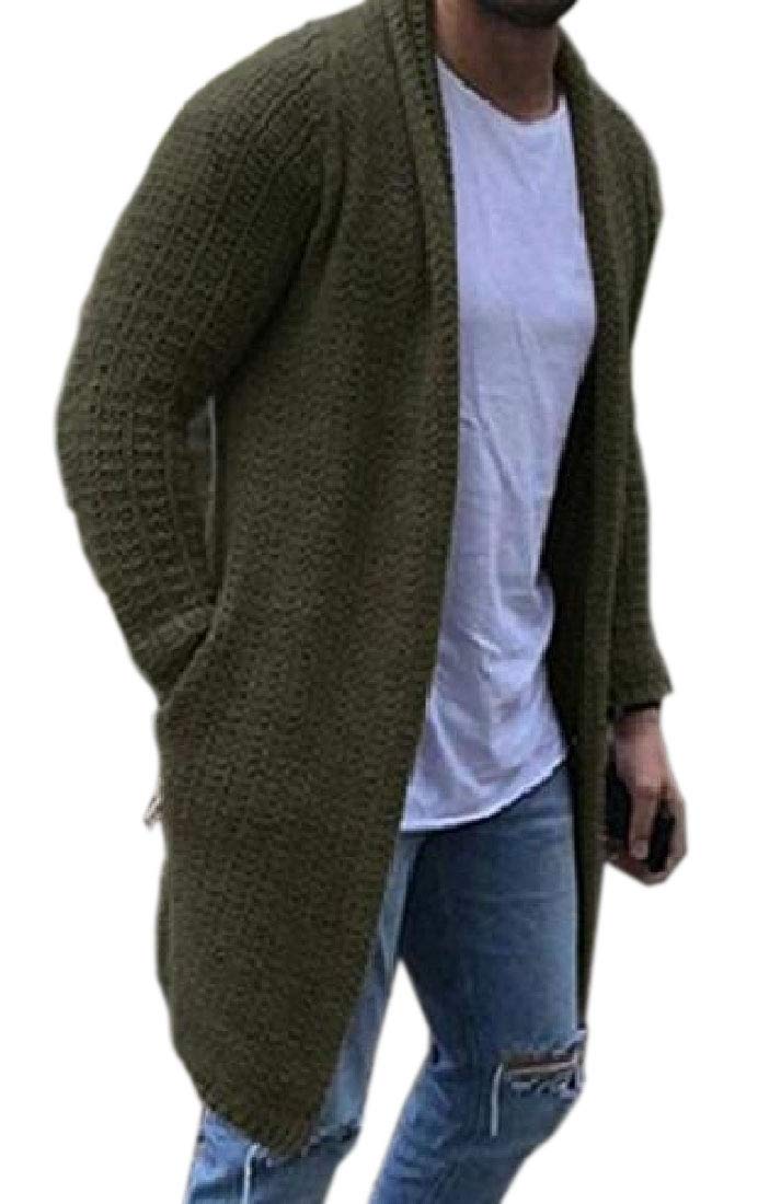 SOWTKSL Men Casual Sweaters Long Sleeve Knit Open Front Cardigans with Pocket