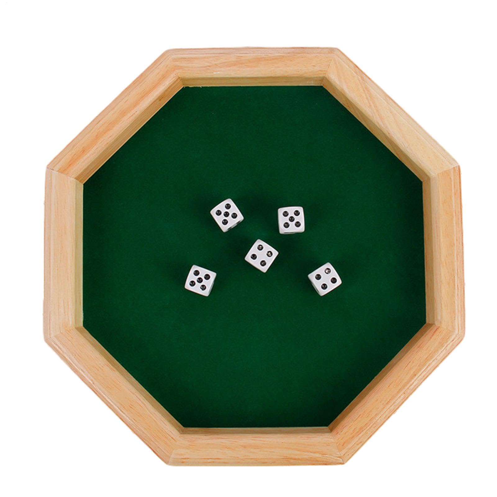 Plateau à dés en bois, plateau à dés en bois | Tapis de dés en bois, plateau roulant, tapis de dés au design octogonal | Plateaux à dés portables pour les réunions de famille, les voyages, Thanksgivin
