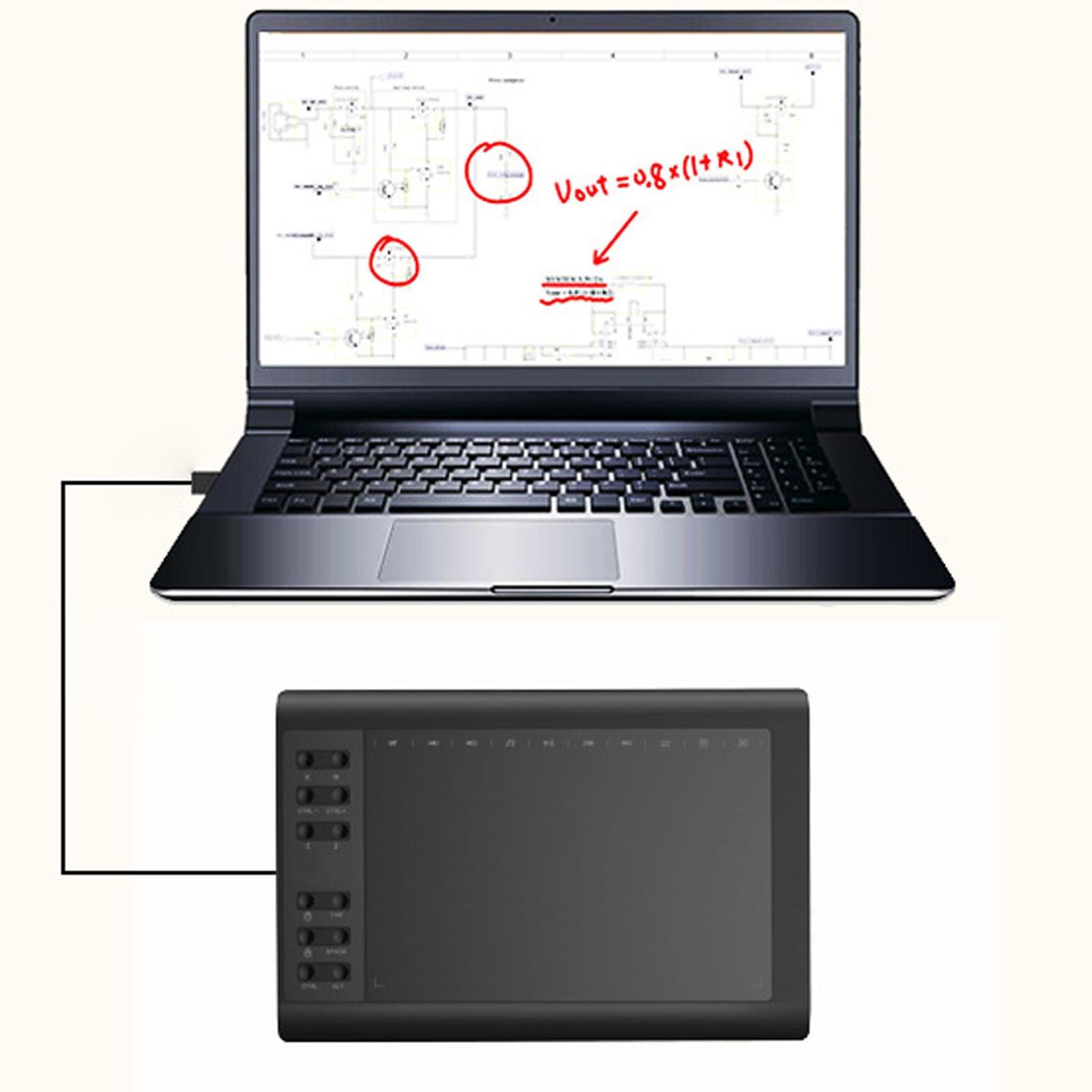 Jectse Tablet da Disegno Grafico, Tampone da Disegno da 10 X 6 Pollici con 8192 Livelli di Pressione Penna di sensibilità e 12 Tasti di Scelta