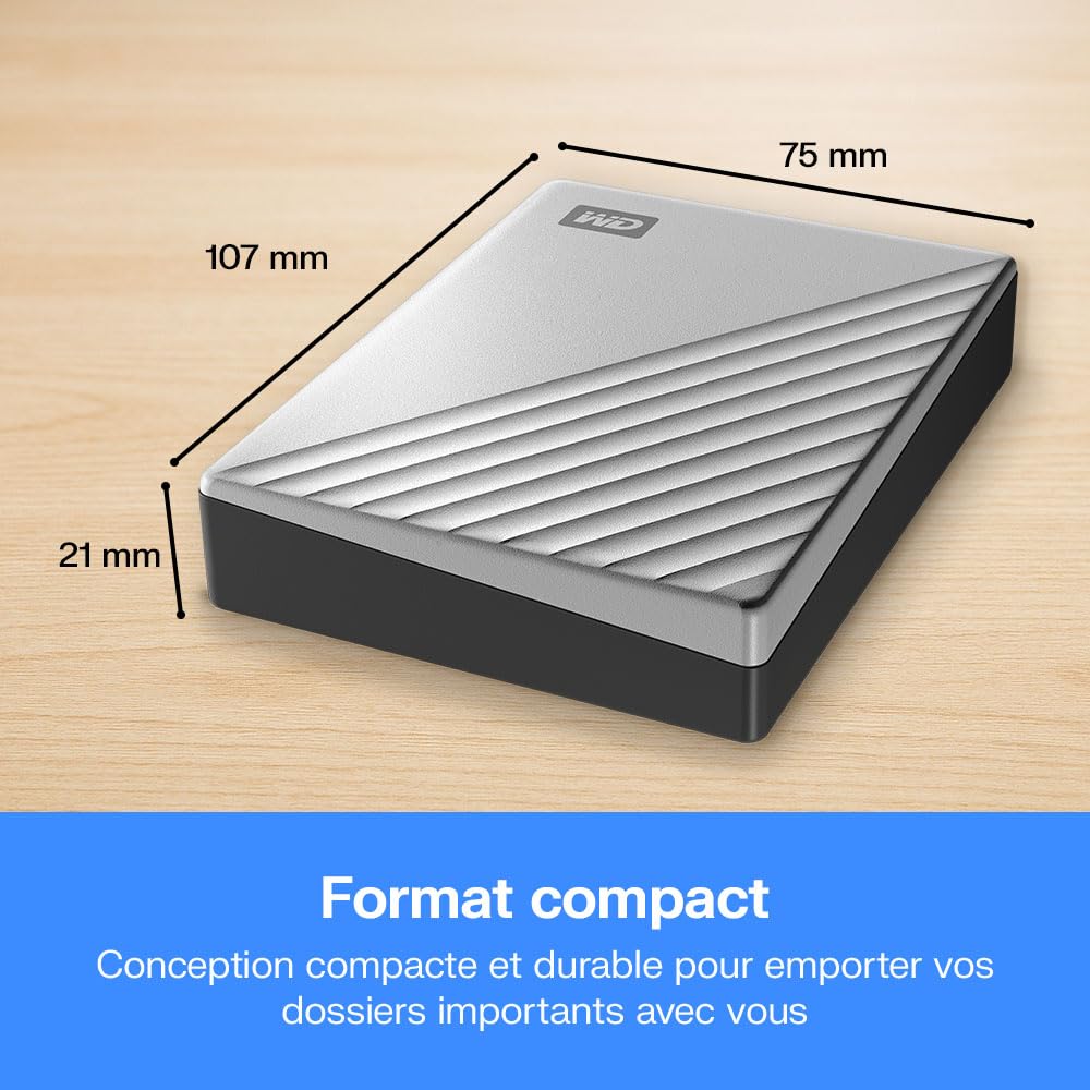 WD 4To My Passport Ultra pour Mac Disque Dur Externe Portable, Parfait pour sauvegarde et stockage, Prêt pour Mac, Format compact Sauvegarde et protection par mot de passe, Boîtier métallique épuré