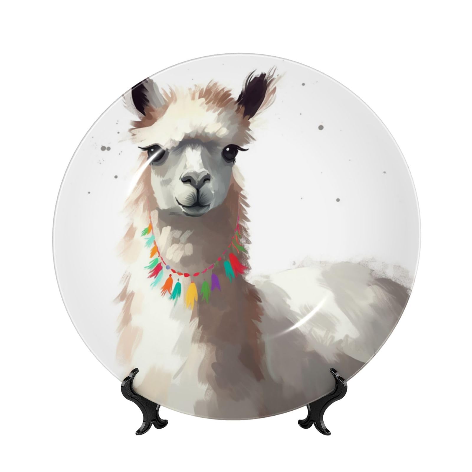 Assiette décorative murale en porcelaine avec support en céramique 17,8cm
