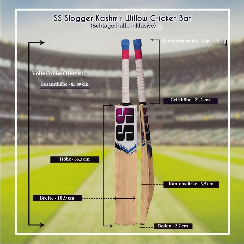 SS Slogger Cricketschläger aus Kaschmir mit Fledermausüberzug