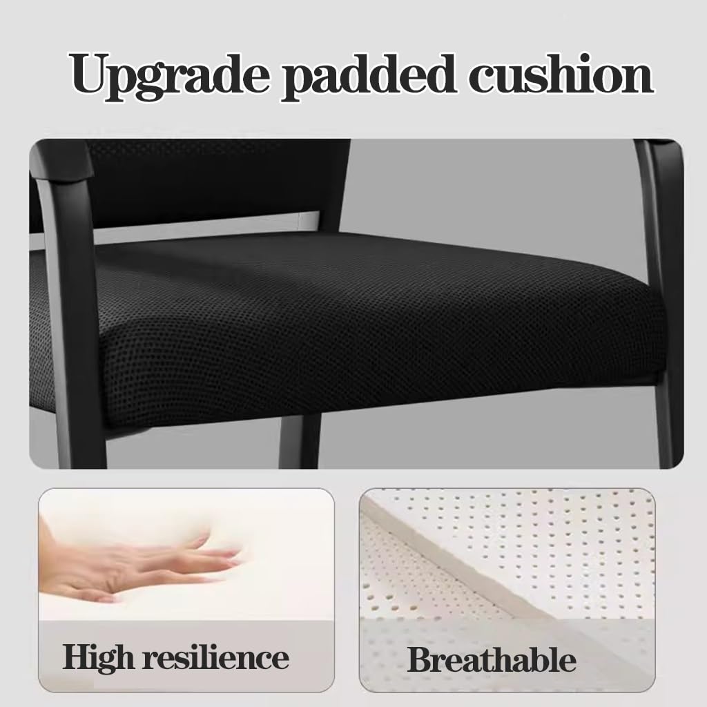 Sillas de Oficina apilables con Respaldo de Malla, sillas de Espera para Invitados con Asiento tapizado en Tela y Soporte Lumbar ergonómico para recepción de escuelas e Iglesias (5 Piezas-1)