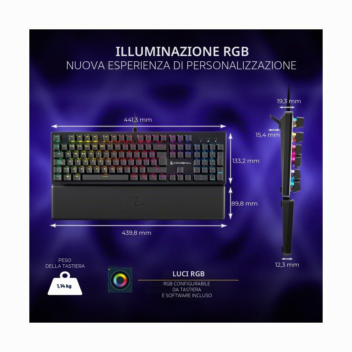 Newskill Serike V2 Blanco | Switch Red Hotswap | Teclado Mecánico Gaming