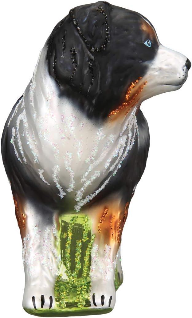 Old World Christmas Australian Shepherd Glass Blown Ornament for Christmas Tree, Handcrafted Holiday Decoration, Dog Collection