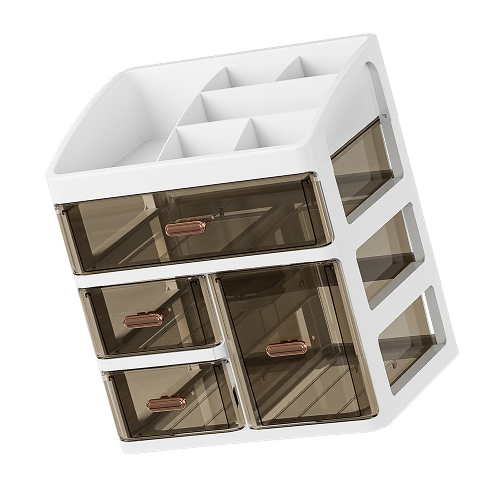 Oxxggkao Sturdy Desktop Storage Unit with Sections and Upper Face for Home Work Area Tiny Vanity Planner