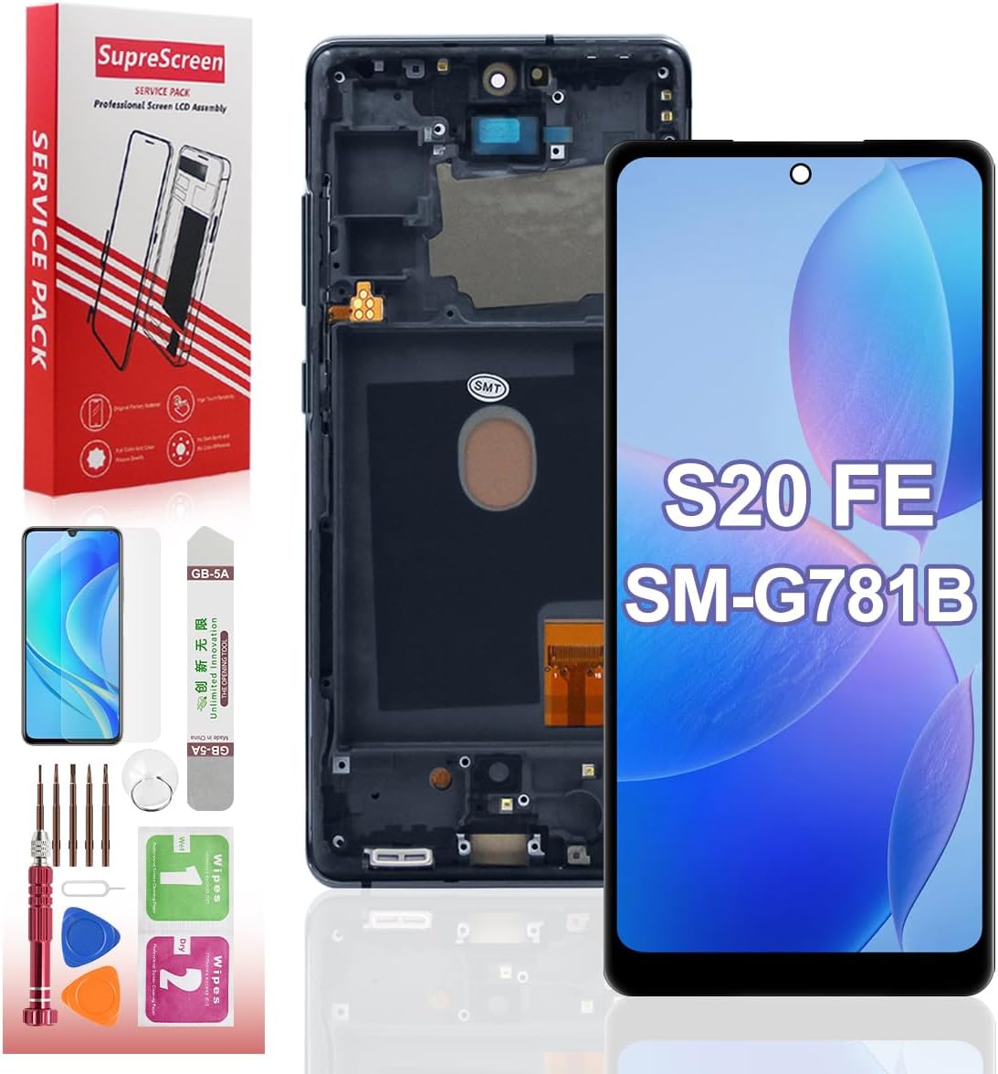 LCD for Samsung Galaxy S20 FE 5G Screen Replacement for Galaxy S20 FE SM-G781 G781B G781U G781F/DS G781W LCD Display Digitizer Assembly Touch Screen 6.5 inch (Black with Frame)