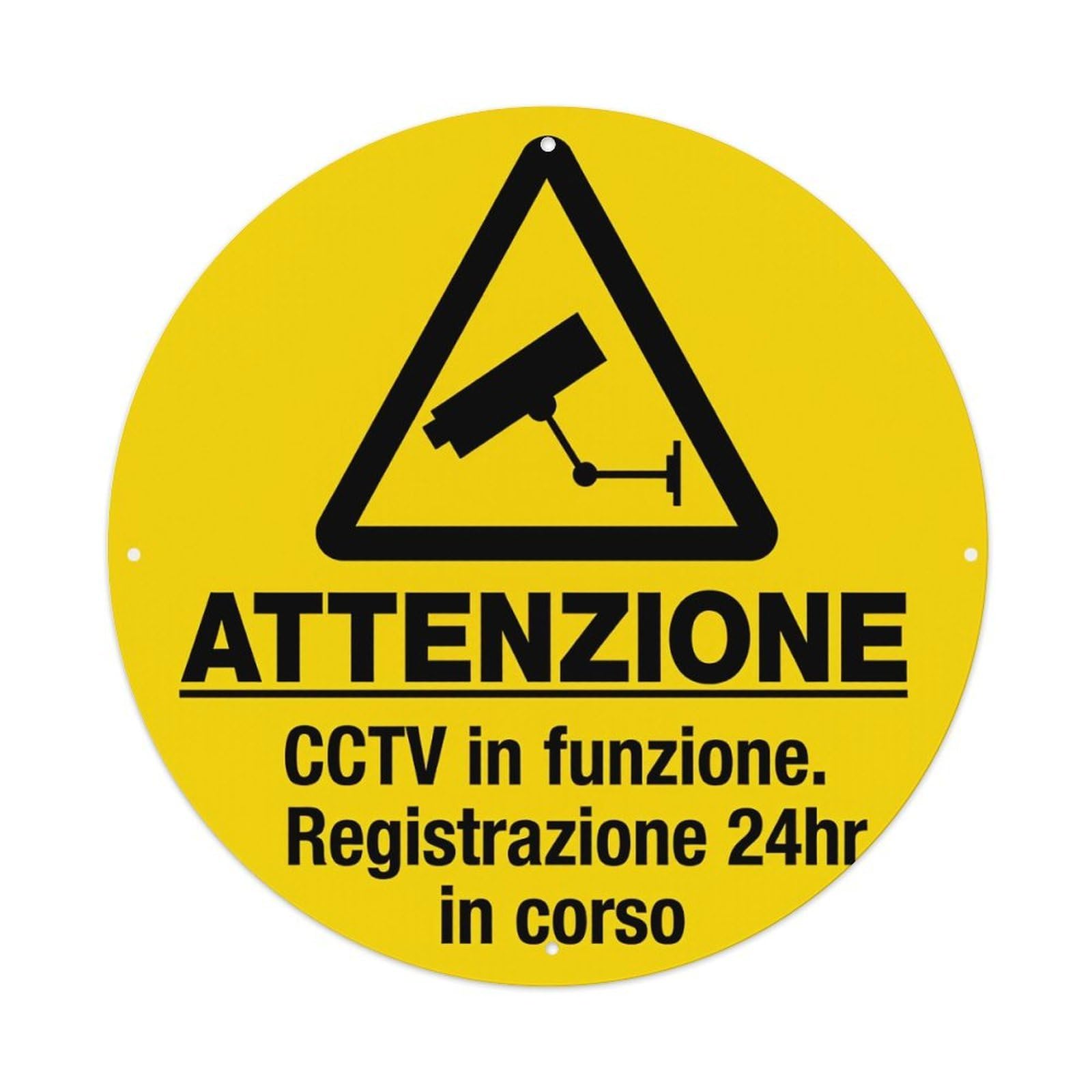Attention CCTV in Operation 24hr Recording in Progress Metal Tin Sign Vintage Garden Bedroom Cafe Bar Man Cave Home Wall Decor Metal Poster 8x8 inches