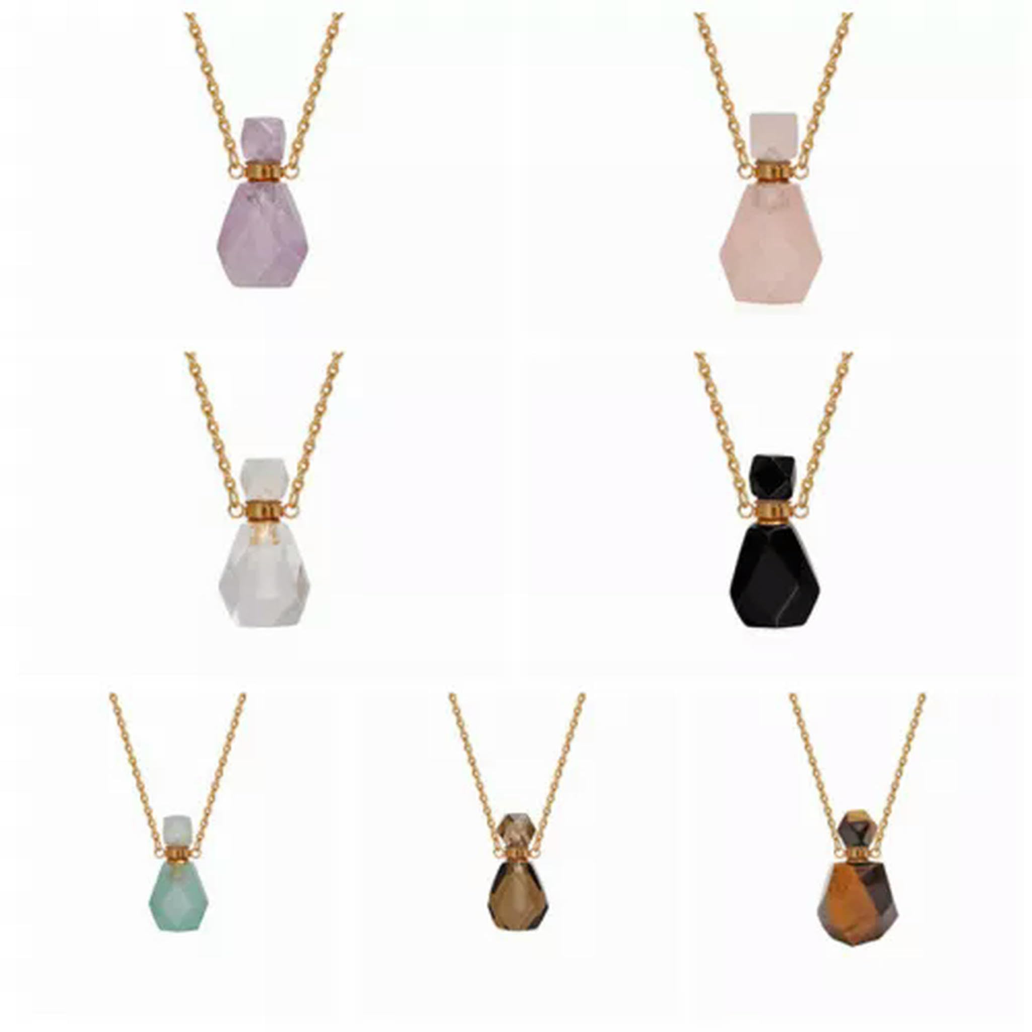 Naturalne butelki perfum Wisiorek Butelka olejku Gems-1szt-Kwarc dymny
