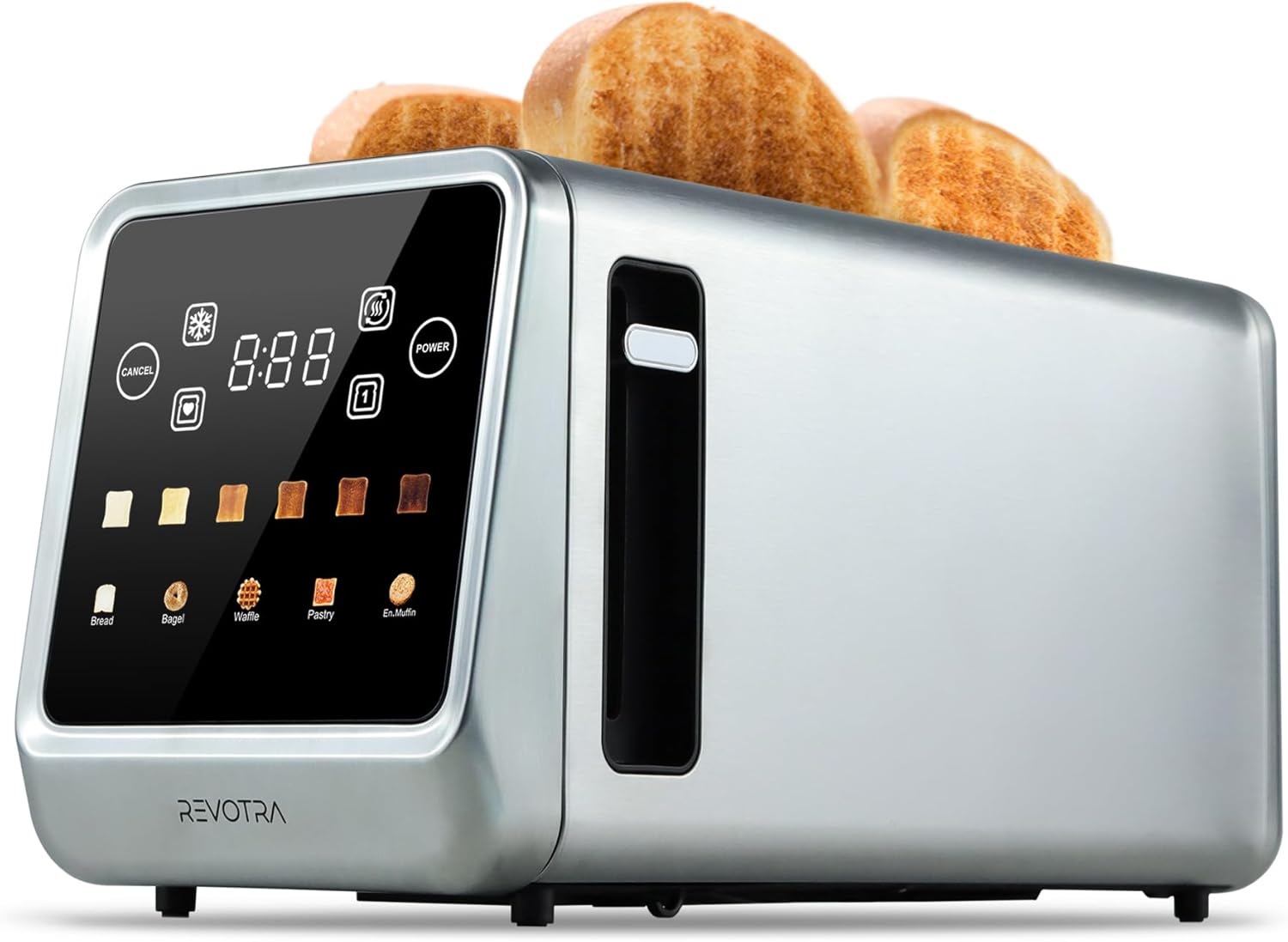 Long Slot Toaster 4 Slice, Touch Screen LED Display, 1.5” Extra Wide Slots for Thick Bread & Bagels, Countdown Timer, Memory Function, Dual Independent Control, 6 Shade Settings, Stainless Steel Long Slot Toaster 4 Slice, Touch Screen LED Display, 1.5” Extra Wide Slots for Thick Bread & Bagels, Countdown Timer, Memory Function, Dual Independent Control, 6 Shade Settings, Stainless Steel