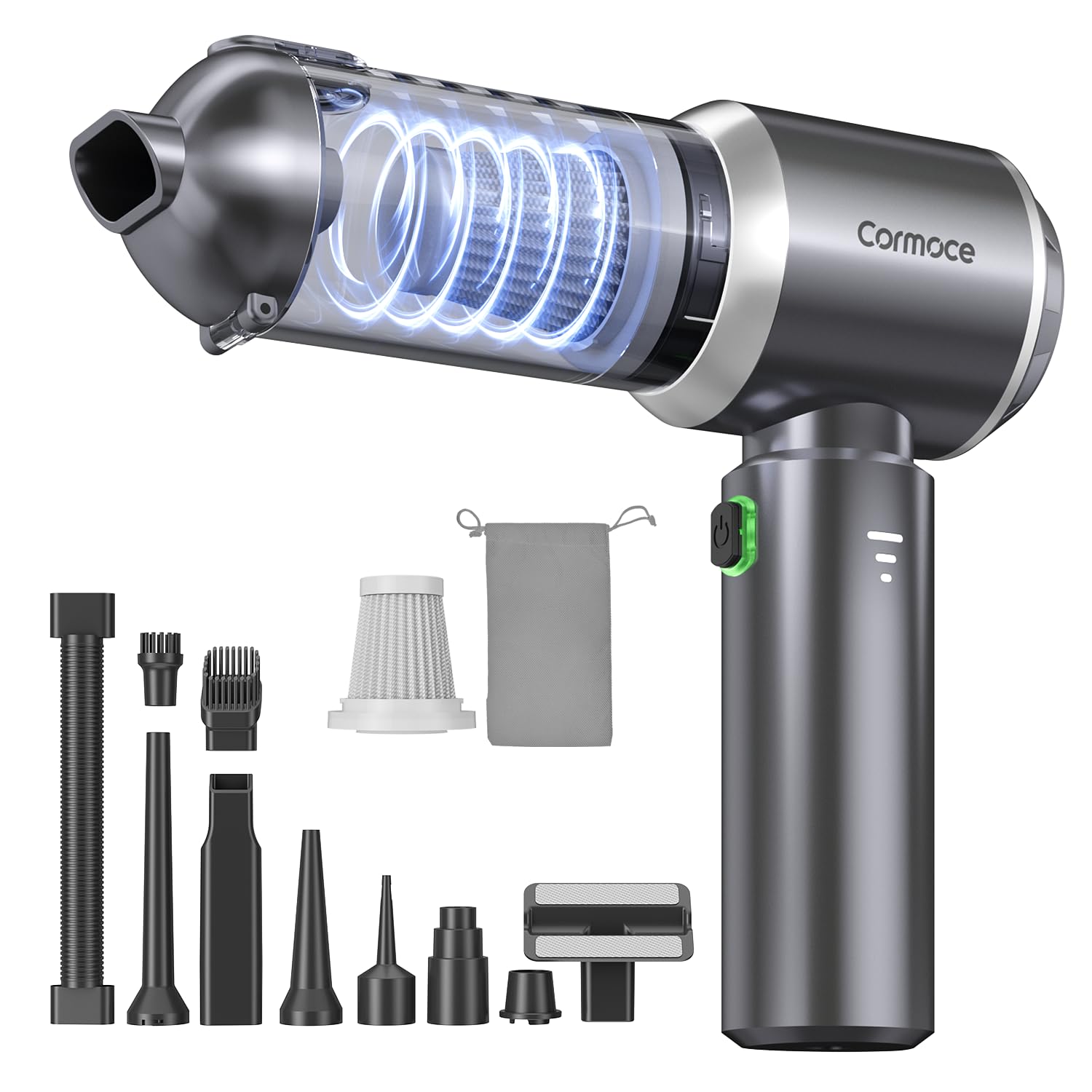 Car Vacuum Cleaner Cordless Powerful, 24000PA Handheld Vacuum Portable, Mini Vacuum with 3 Modes, One-Click Empty, Brushless Motor, Duster/Blower/Pump Hand Vacuum for Car, Home,Office