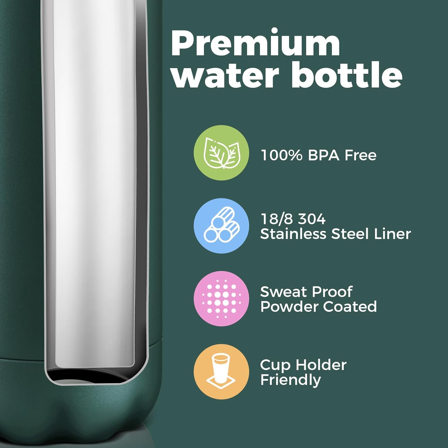 Volhoply 25oz Insulated Water Bottle 1/2/4 Pack, Double Wall Stainless Steel Vacuum Bottles, Keeps Cold & Hot, BPA Free Leak Proof Bottles (Army Green,1 Pack) - Image 4